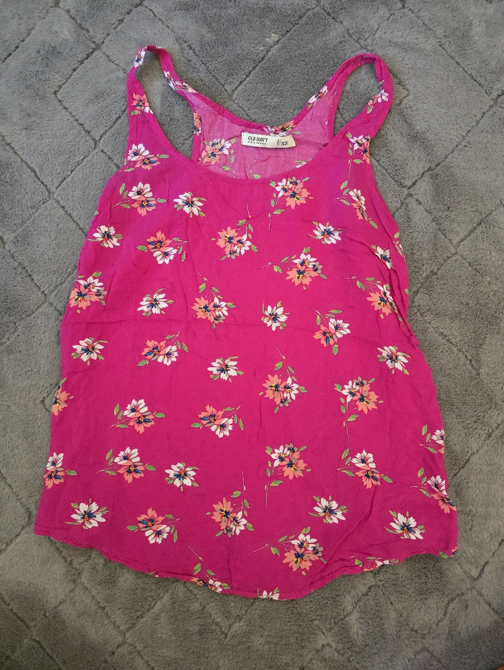 Old Navy Hot Pink Floral Tank Top